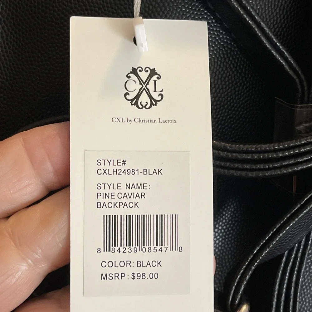 NWT CXL by Christian Lacroix Pine Caviar Backpack‎ Black Zip , Travel, School